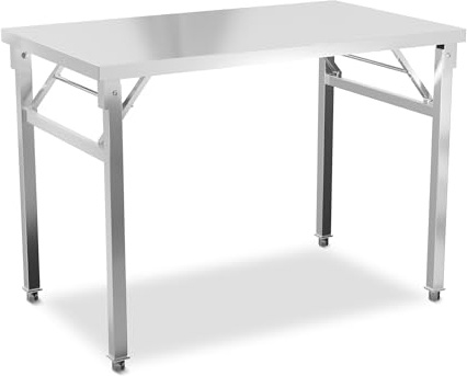 FIVMEN Arbeitstisch Edelstahl Faltbar Catering Küchentisch Gastronomie Edelstahltisch Lebensmittel Zubereitungstisch für Küche Bar Restaurantar bis 300 kg belastbar, 100x60x85 cm