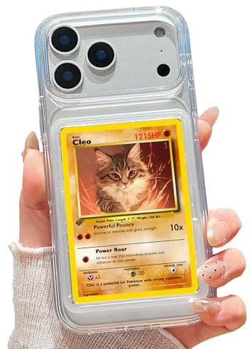 Hülle für iPhone mit Karten-/Foto-Display | TCG/Bildanzeige und Hüllen | Kompatibel mit Pokémon-Karten, Sport, einteilig, Magie (transparent, iPhone 17 Pro)