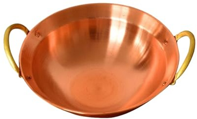 Pitycbo Olla Caliente de Cobre, Wok, Sartén China Multifuncional Fácil de Limpiar, Ideal para Cocinar en Casa, Acampar Y Reuniones Familiares, 30 Centimetros