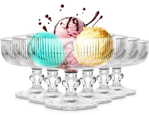 Vilde Lot de 6 bols à dessert en verre transparent 270 ml | Verres à dessert pour glace, yaourt, tiramisu, pudding, amuse-bouches, bols de service, passent au lave-vaisselle