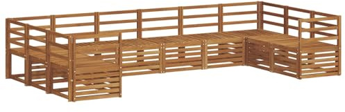 vidaXL Sofagarnituren 10 pcs Natur Massivholz Akazie, Moderner Garten-Sofa-Sectional, Robustes Lounge-Set, perfekte Möbel für Deine Terrassen-Entspannung