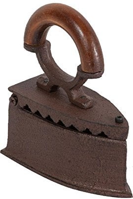 Biscottini Plancha de carbón 15,5x13,5x6 cm | Hierro decorativo vintage | Plancha de hierro fundido | Objetos vintage | Adornos vintage