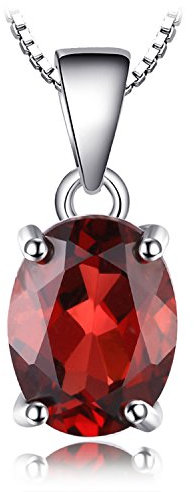 JewelryPalac Oval 2.5ct Echt Granat Birthstone Solitaire Kette Anhänger, Roter Stein Schmuck Set, Halsketten Damen Silber 925 Collier Edelstein Mädchen, Ketten für Frauen Geschenk 45CM