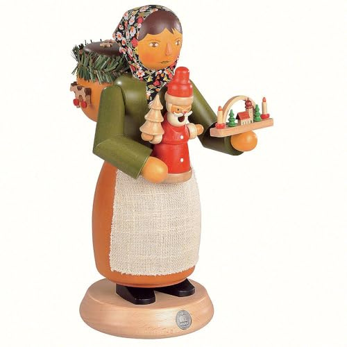Mueller Räuchermann Holzspielzeugverkäuferin, 24 cm hoch, original Erzgebirge Seiffen