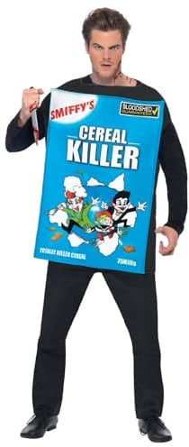 Smiffys Cereal Killer Costume, Blue with Tabard, Halloween Adult Fancy Dress, Comedy Dress Up Costumes