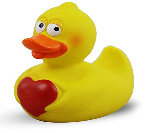 Duckshop I Badeente mit Herz I Quietscheente I Quietscheentchen I L: 9,5 cm I Geschenk Valentinstag
