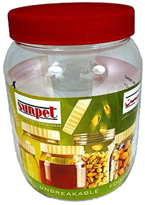 Sunpet J1500 Large Red Top Plastic Food Storage Canister Size 1500 ml, Pack of 6