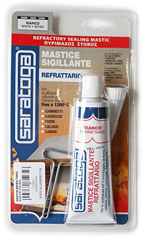 Saratoga mastice sigillante refrattario 50ml in blister per forni caldaie camini barbecue max 1200°C