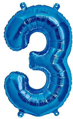 ballonfritz® Ballon Zahl 3 in Blau - XXL 40/102cm - Folienballons für Luft oder Helium als Geburtstag, Jubiläum, Hochzeit oder Abschluss Geschenk, Party Dekoration oder Überraschung