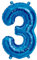 ballonfritz® Ballon Zahl 3 in Blau - XXL 40/102cm - Folienballons für Luft oder Helium als Geburtstag, Jubiläum, Hochzeit oder Abschluss Geschenk, Party Dekoration oder Überraschung