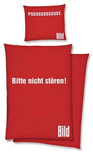 BILD Bettwäsche Bitte Nicht stören! Bezug 135x200 Kissen 80x80cm Renforcé 100% Baumwolle mit Reißverschluss