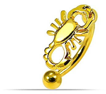 Monster Piercing 18K Gelb Gold plattiert winzige Scorpion 925 Sterlingsilber mit 16 Gauge chirurgischen Stahl Banane Augenbrauen Piercing Bar
