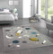 CARPETIA Teppich Kinderzimmer Weltraum Rakete Planeten grau blau Größe 200 x 290 cm