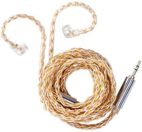 KZ Gold Silver Mixed Braiding Upgrade Cable 2 pin 0.75mm Replacement Earbuds Audio Cable Compatile with (C Pin (KZ-ZSN/ZSN PRO/ZS10 PRO))