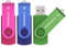 SIMMAX 3 Pack 32GB Memory Stick USB 2.0 Flash Drives Swivel Thumb Drive Pen Drive (32GB Pink Blue Green)