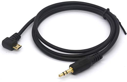 Tomost Cable micro USB de 90° a 3,5 mm para coche, adaptador de salida de audio AUX (micro USB a cable estéreo de 3 polos)