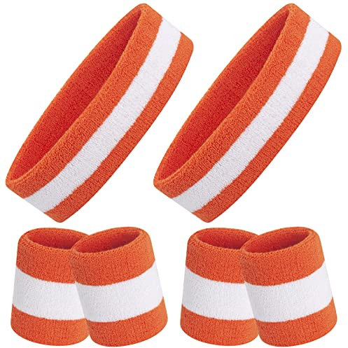 ONUPGO Schweißband-Set, Sport-Stirnband, Armband-Set (6 Stück) Schweißbänder aus Frottee, Schweißband, Stirnband, Feuchtigkeitstransport, Schweißabsorbierendes Stirnband