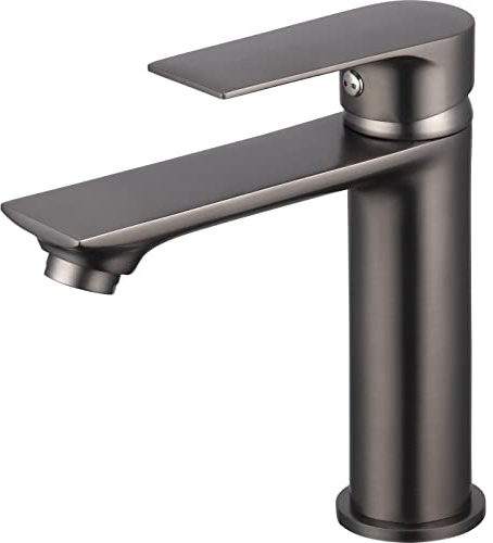 EUROSANIT robinet de lavabo gris métal NYTIA | Mitigeur de Salle de Bains au design chic avec hauteur de bec confortable | Corps en laiton compatible eau potable