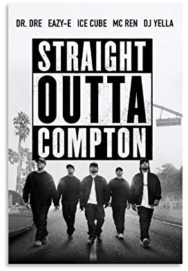 RUIQIU Straight Outta Compton NWA Poster Album Vinyl Hip Hop Group Leinwand Gemälde Wandposter Kunstdruckposter Zimmer Hanging Bild Modern Home Decor 30 x 45 cm