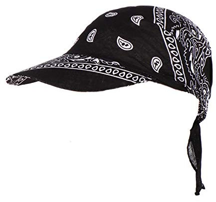 Soft Visor Beanie Cap Sun Hat Running Goft Tennis Sport Workout Outdoor Bandana Tied Hat with Brim Cycling Skull Cap Baseball Cap Head Cover Hat Black