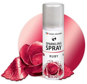 Lebensmittelfarbspray RUBY 50ML Dekorative Lebensmittelfarbe mit metallischem Effekt, Glitzerüberzug, Dekoration für Kuchen, Schokolade, Pralinen, Zuckerpaste, Tortenoberfläche