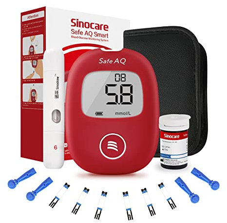Kit de prueba de diabetes inteligente Sinocare Safe AQ, monitor de azúcar en sangre con 25 tiras reactivas sin codificación y 25 tiras Twist Lans