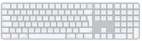 Apple Magic Keyboard mit Touch ID und Ziffernblock: Bluetooth, wiederaufladbar. Kompatibel mit Mac Computern mit Apple Chip; Deutsch, Weiße Tasten