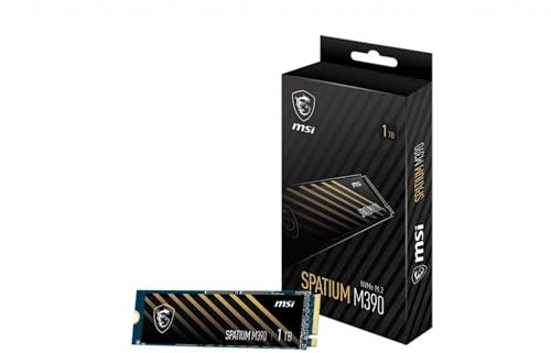 MSI SPATIUM M390 SSD 1TO - Disque SSD Interne PCIe 3.0 NVMe M.2, Lecture 3300 Mb/s & Écriture 3000 Mb/s, 3D NAND, Sécurité des Données Intégrée, MSI Center - Garantie 5 ans (400 TBW)