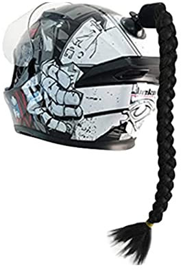 Helm Zöpfe Motorrad Helmzöpfe, Motorradhelm Haar mit Saugnapf Geflochtener Pferdeschwanz Helm Haar Zöpfe Gradient Farbe Haarteile Punk Stil Haarschmuck für Motorrad Fahrrad Roller Helm Haar Zöpfe