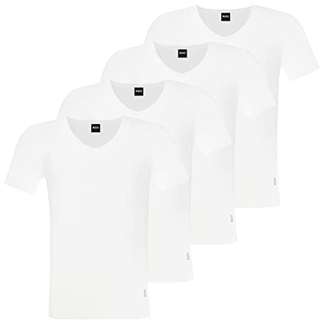 BOSS Herren Modern T-Shirts Cotton Stretch Slim Fit V-Neck 4er Pack