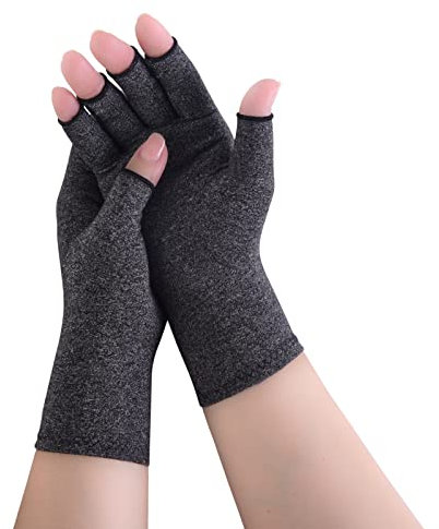 Donfri Arthrose Handschuhe Fingerlose Arthritis Handschuhe Kompressionhandschuhe für Frauen und Männer, Schmerzlinderung und Wärme(Grau-1Paar, S)
