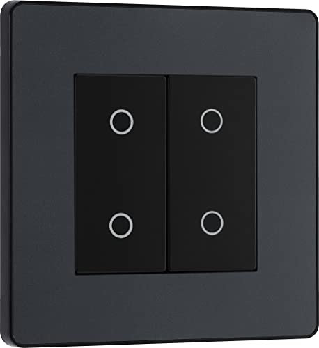 BG Electrical PCDMGTDS2B Variateur d'intensité double tactile avec plaque avant sans vis Gris mat