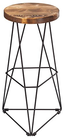 Barhocker für Hausbar, Barstuhl, Küchenstuhl, Bistrohocker, Tresenhocker mit Fußstütze, Stuhl, Keine Montage erforderlich, Industrie-Design (Dreieck-Form 75 cm Höhe, Braun)