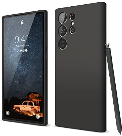 elago Cover Silicone Liquido Compatibile con Samsung Galaxy S23 Ultra Custodia, Silicone Premium, Protezione Completa-Copertura 4 Strati Antiurto, Antigraffio Fodera in Microfibra Morbida (Nero)