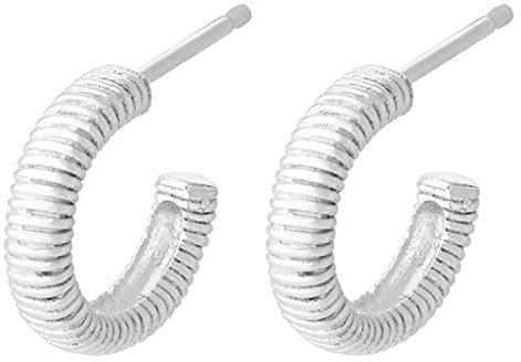 Pernille Corydon Creolen Damen Silber Mini Sea Breeze Earrings/Creol Ohrringe 925 Silber klein mit Rillenstruktur - 12mm - E478s