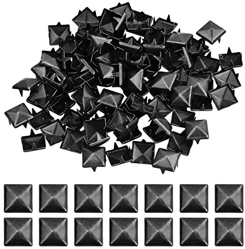Vesaneae 100 Stück Quadratische Nieten, 10mm Metall Nieten, Punk Pyramid Nieten, DIY Leder Spike Nieten, Metall Quadratische Nieten, Krallen Nieten für Taschen, Kleidung, Schuhe (Schwarz)