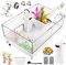 Geegoods Schildkröten-Tank-Set, kleines Schildkröten-Tank-Starter-Set, Schildkröten-Aquarium mit Licht, Filter, farbigen Felsen, Bürste und kleine Pflanze für Schildkröten, Krebse, kleine Reptilien