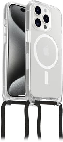 OtterBox React Necklace Hülle mit MagSafe für iPhone 15 Pro, ultraschlanke, schützende Hülle mit Verstellbarer und Abnehmbarer Handykette, Getestet nach Militärstandard, Transparent