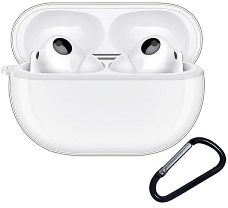 SEIAIYG Custodia per Huawei FreeBuds Pro 3 Cover, Ultra Sottile Silicone Antiurto Protettiva Caso Case con Moschettone per Huawei FreeBuds Pro 3 (Trasparente)