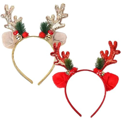 ZKGYUS 2 Pièces Tête de Noël pour Enfants & Adultes Serre Tete Renne Noel Serre Tete Noel Enfant Certette Noel