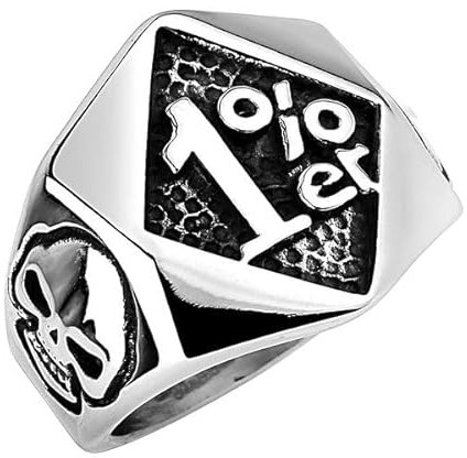Taffstyle Herren Ring Edelstahl Massiv Breit Herrenring Männer Biker Rocker Schmuck Bikerschmuck Groß Fingerring Rebel Totenkopf Massiv Silber Größe 59 (18.8)