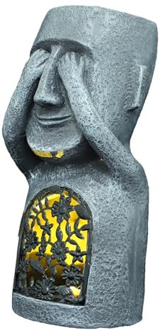 IMIKEYA Osterinsel Steinmann Moai Statue Garten Menschliche Blumentöpfe Osterinsel-statuentopf Rapa NUI Skulptur Dekorativer Sukkulententopf Moais-Figur Blumentopf Make-up Pinsel Kunstharz