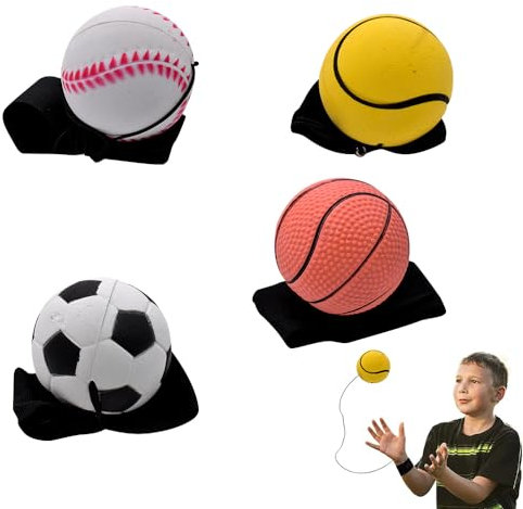 IhLux Handgelenk Return Ball Springball mit Schnur 4PCS 6cm Handgelenk Return Ball Fußball, Basketball, Softball, Baseball Kinderspielzeug Für Kind Erwachsener Sport Draussen