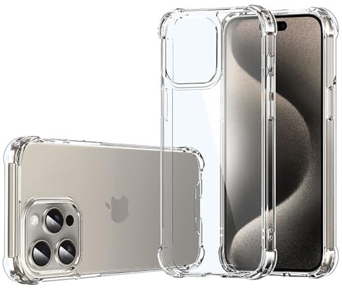 FANNTAKO iPhone 15 PRO MAX Case,Clear Phone Case for iPhone 15 PRO MAX,Shockproof Protective Bumper iPhone Cases,Thin Slim Fit Cover 6.7 Inch