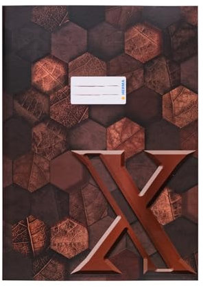 HERMA 20092 Heftumschlag A4 Karton Braun, 10 Stück, veredelte Hefthülle mit Beschriftungsfeld aus stabilem & extra starkem Papier, Heftschoner mit Hexagon Muster Motiv für Schulhefte, farbig