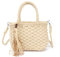 EVEOUT Sac à Main Panier en Paille pour Femmes Filles Sac à bandoulière Panier Pochette d'été en Paille Sac de Plage tissé pour Vacances Voyages(Beige 01)