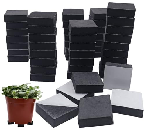EUPSIIU 50 Piezas Pies para Macetas Antideslizante, Cuadrado Alfombrilla para Pies De Plantas Elevador EVA, Adhesivo Elevadores para Maceteros Accesorios para Macetas Interiores y Exteriores