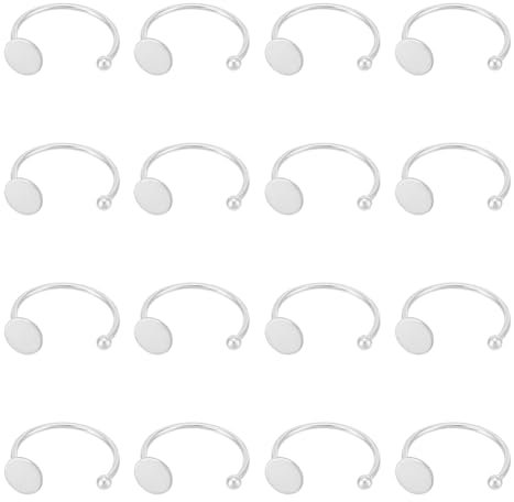 UNICRAFTALE 20 Stück Edelstahl Ringbasis Offene Manschetten Ringe 8mm Silber Poliert Minimalistisch