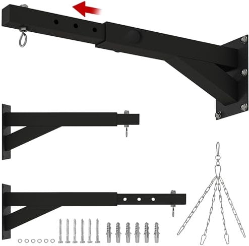 SPORTNOW Punch Bag Bracket, 5-Length Adjustable Boxing Bag Bracket, Heavy Duty Punch Bag Wall Bracket, for Home Gym, Kickboxing, Muay Thai, Punching Training