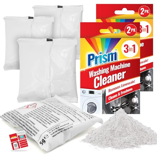 SOL 4pk 3-In-1 Washing Machine Cleaner Deep Clean, Removes Odours & Residue, Powerful Limescale Descaler, Freshens Drum & Seals, Compatible with Bosch, Samsung, LG & Miele Washing Machines